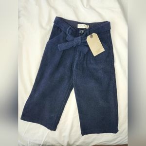 Zara Girl Wide Leg Navy Corduroy Pants NWT Size 5 Kids